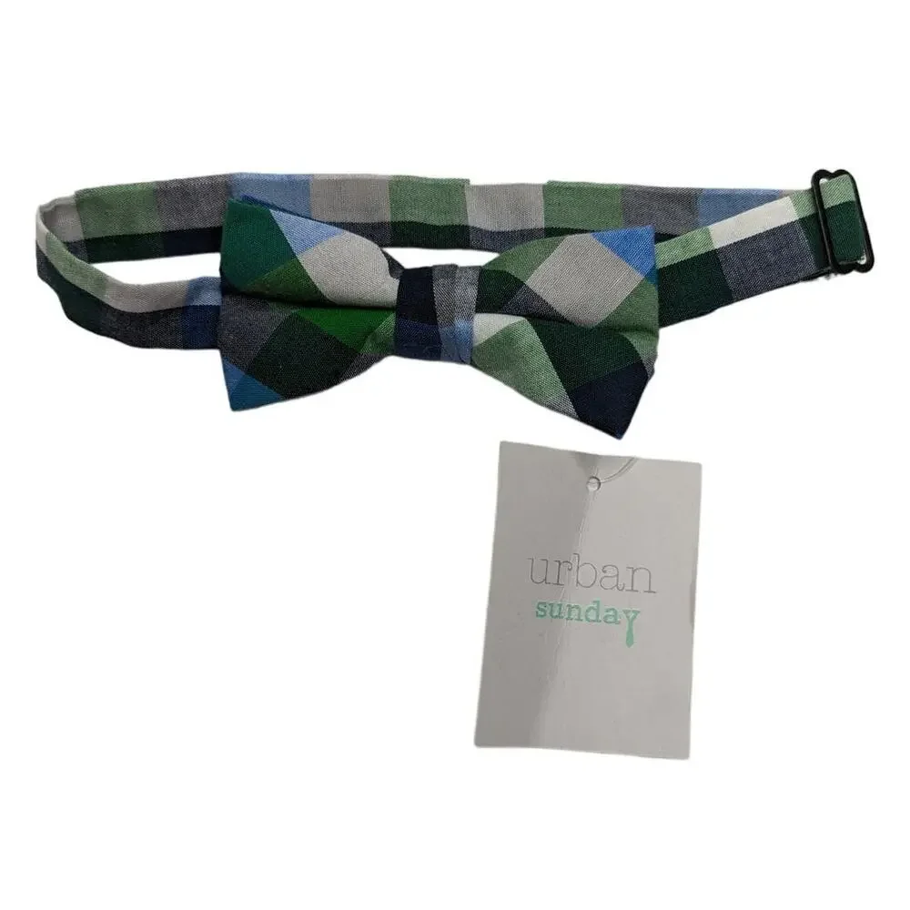 Urban Boutique Little Boys (2-4Y) Zion Bow Tie Green Blue Plaid NEW